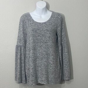 Chelsea & Theodore Grey/Gray Flare Sleeve Top Size Small Oversized